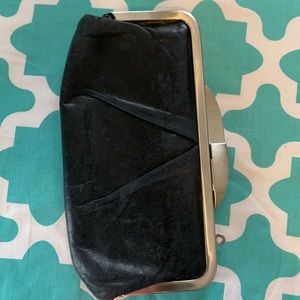 Hobo Black Leather Clutch Snap Kiss Wallet